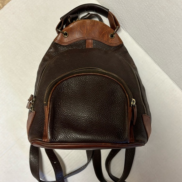 M. LONDON Brown Leather Backpack Bag 3-Exterior Zip Compartments main image 4